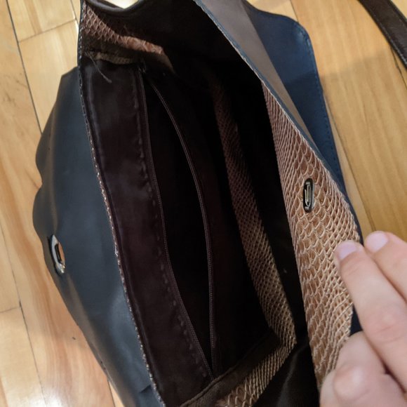 Satchel bag - Tan & Dark Blue - Picture 5 of 5